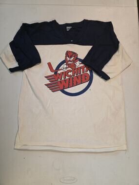 Vintage Wichita Wind Hockey Jersey Style T Shirt The Knits USA Adult L Small Fit